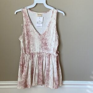 Peach Love Snakeskin Printed Top, NWT, Size Small